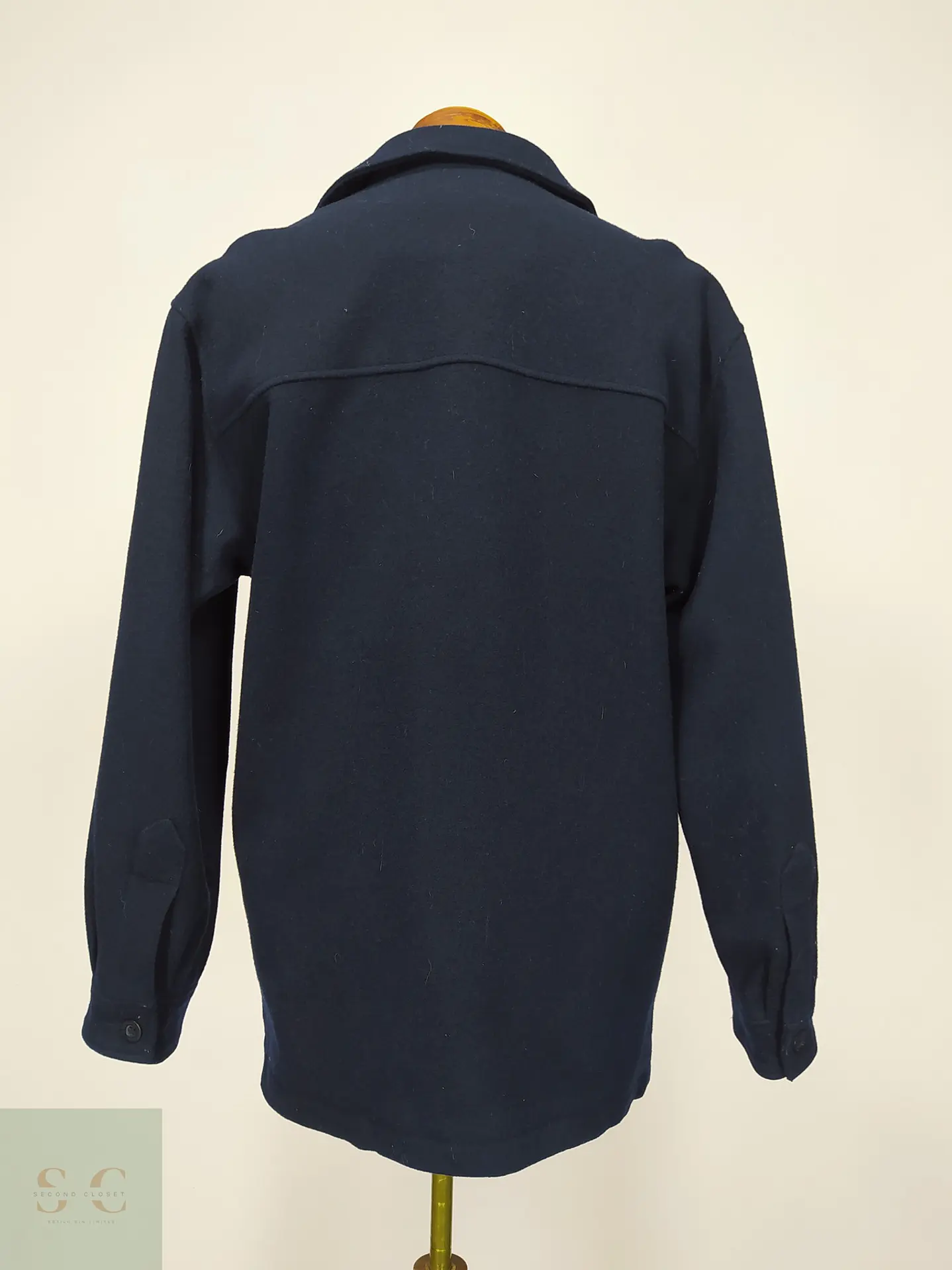 Sobrecamisa de Paño de Lana Azul Marino Claiborne Outerwear Talla L 6
