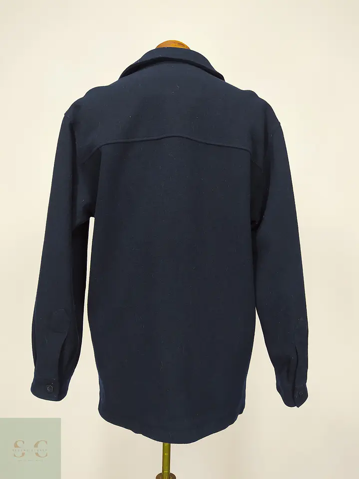 Sobrecamisa de Paño de Lana Azul Marino Claiborne Outerwear Talla L 6
