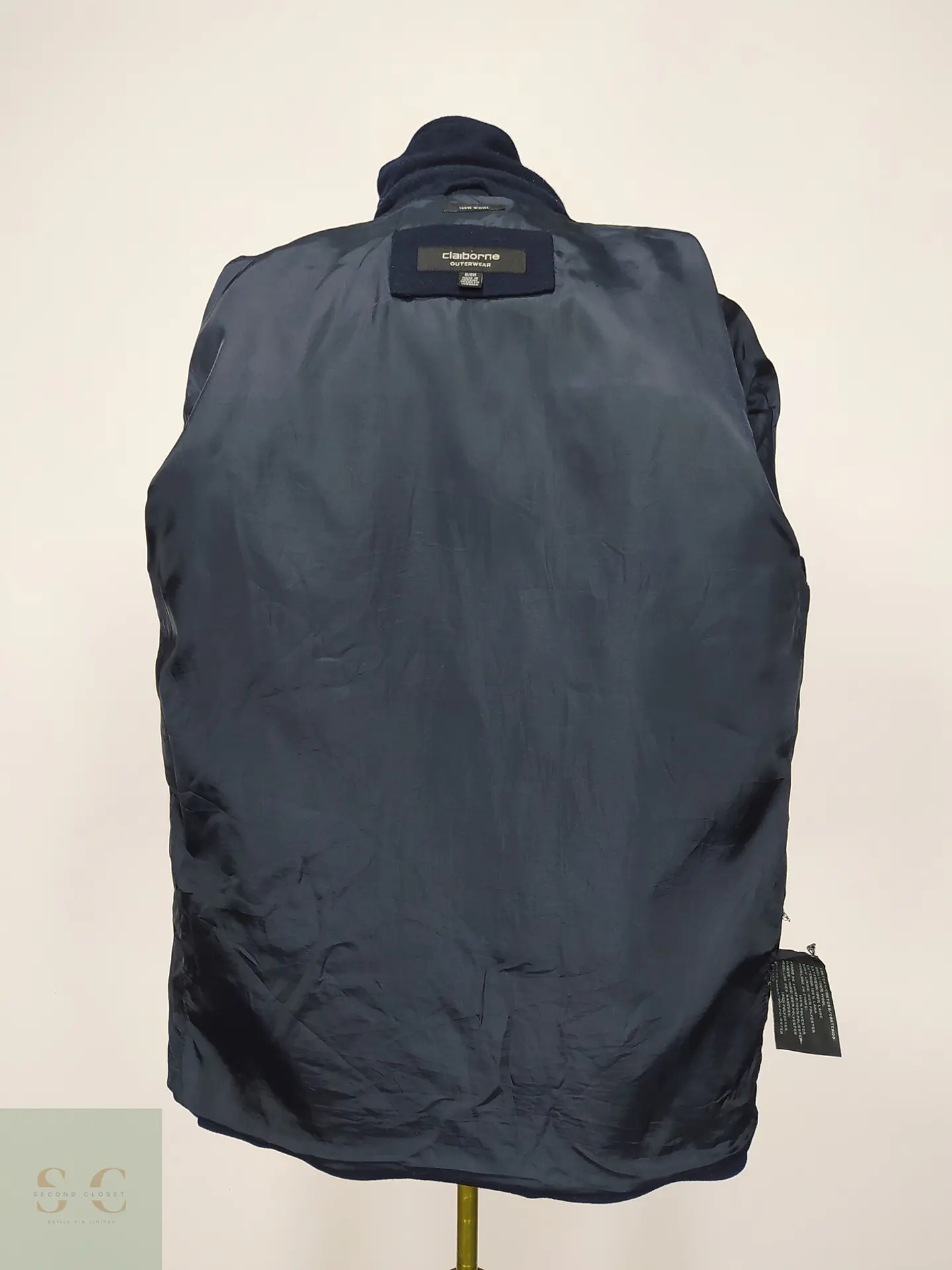 Sobrecamisa de Paño de Lana Azul Marino Claiborne Outerwear Talla L 7