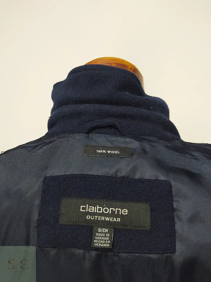 Sobrecamisa de Paño de Lana Azul Marino Claiborne Outerwear Talla L 8