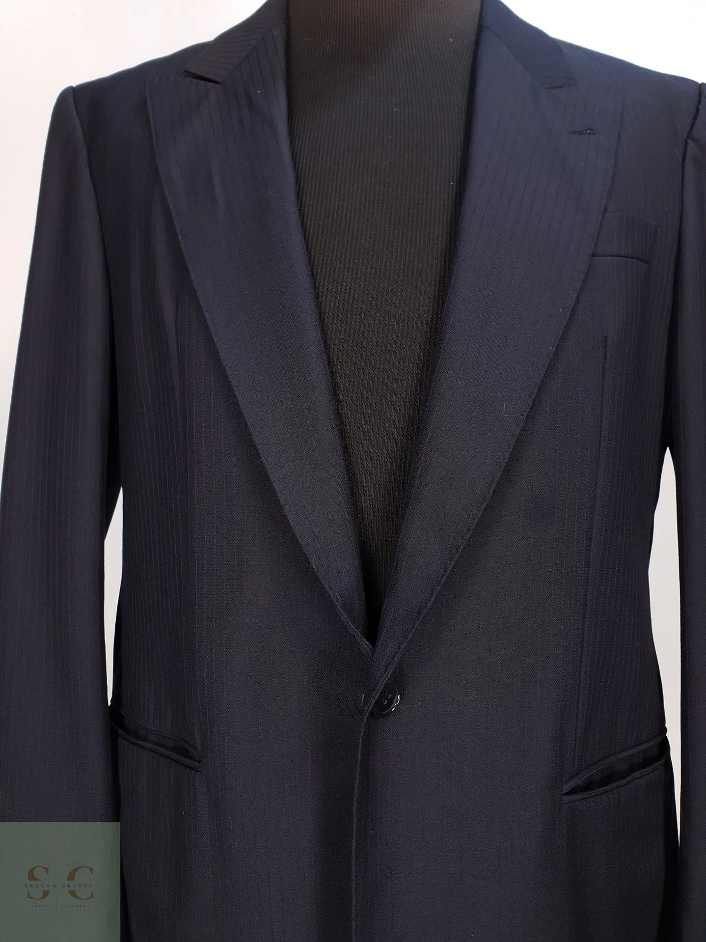 Blazer Diplomático Azul Marino con Solapa de Lanza Leithäuser Talla M 3