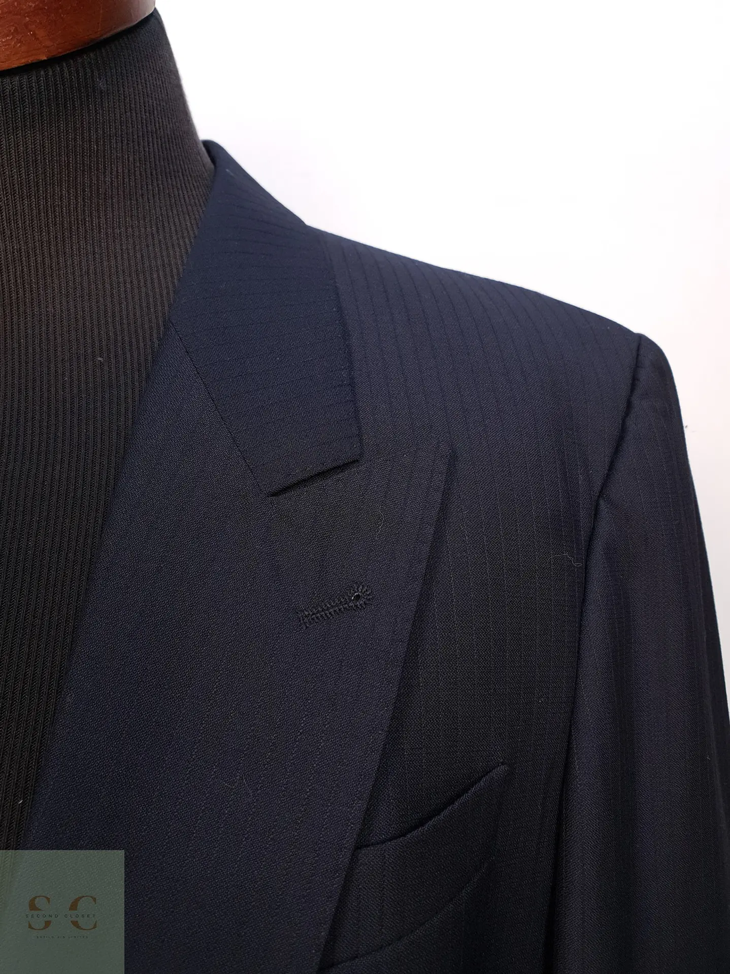 Blazer Diplomático Azul Marino con Solapa de Lanza Leithäuser Talla M 5