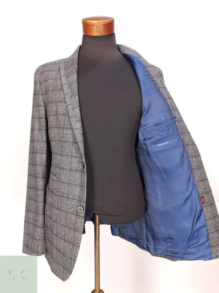 Blazer Texturizado en Paño de Lana a Cuadros Club of Gents Talla SM 8