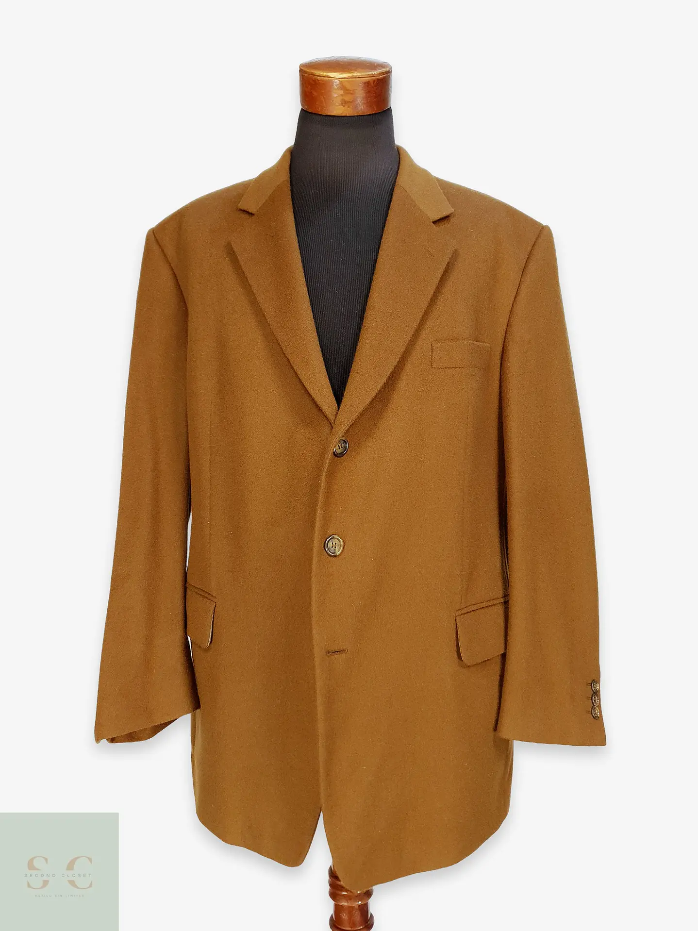 Blazer Estructurado de Paño Fino Camel en Lana Virgen Commander Talla XL 1
