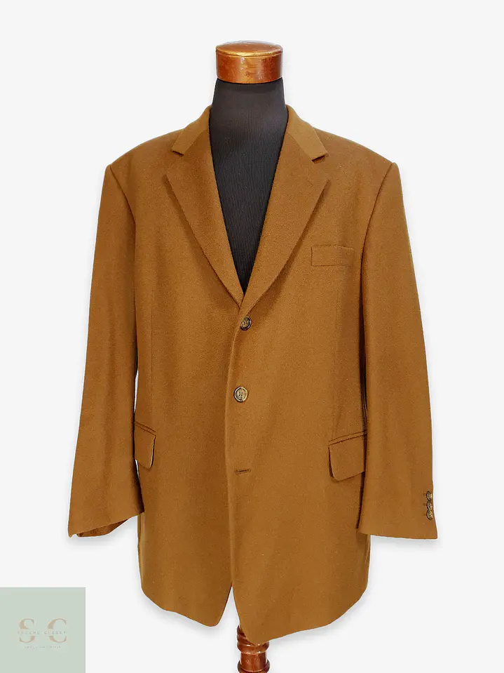 Blazer Estructurado de Paño Fino Camel en Lana Virgen Commander Talla XL 1