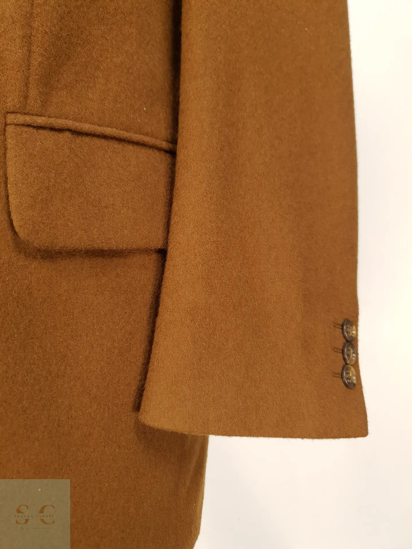 Blazer Estructurado de Paño Fino Camel en Lana Virgen Commander Talla XL 2