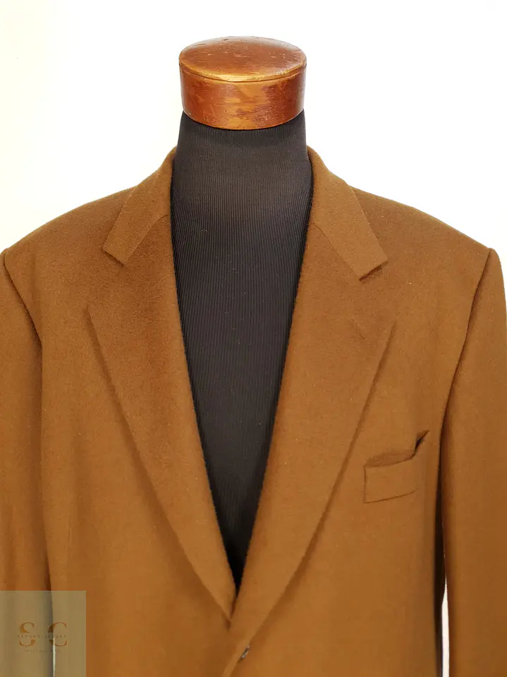 Blazer Estructurado de Paño Fino Camel en Lana Virgen Commander Talla XL 5
