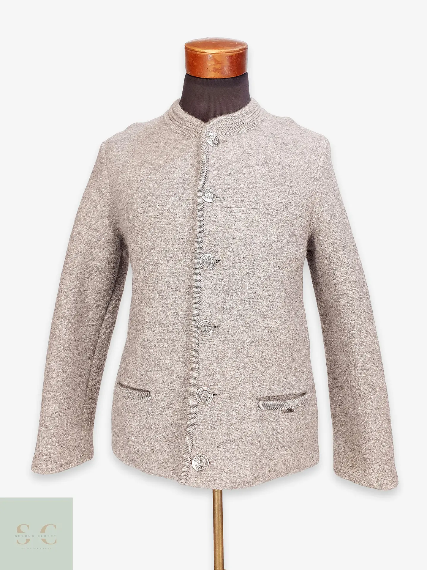 Chaqueta Alpina de Lana Hervida con Botones Metalizados Geiger Talla SM 1