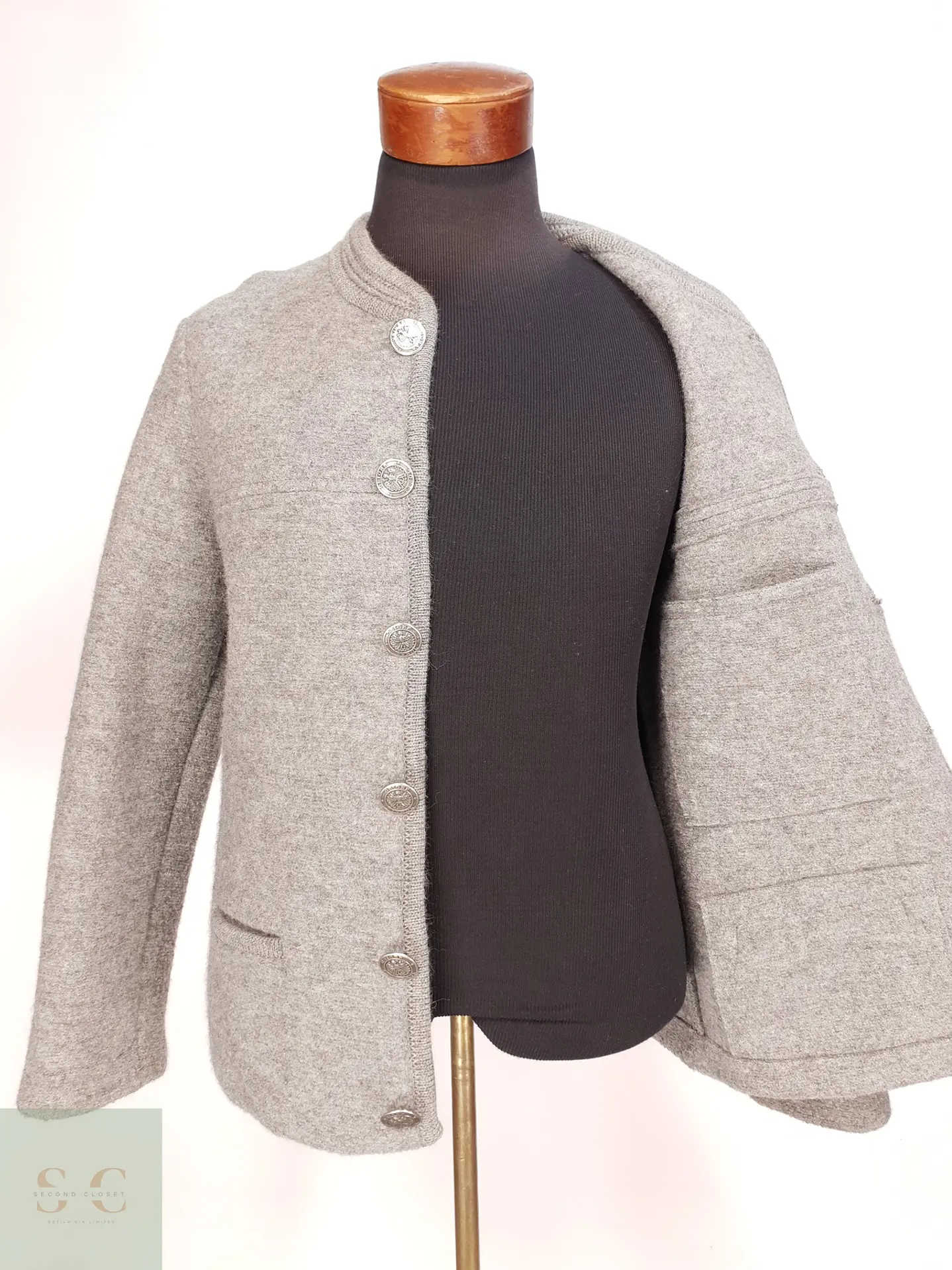 Chaqueta Alpina de Lana Hervida con Botones Metalizados Geiger Talla SM 7