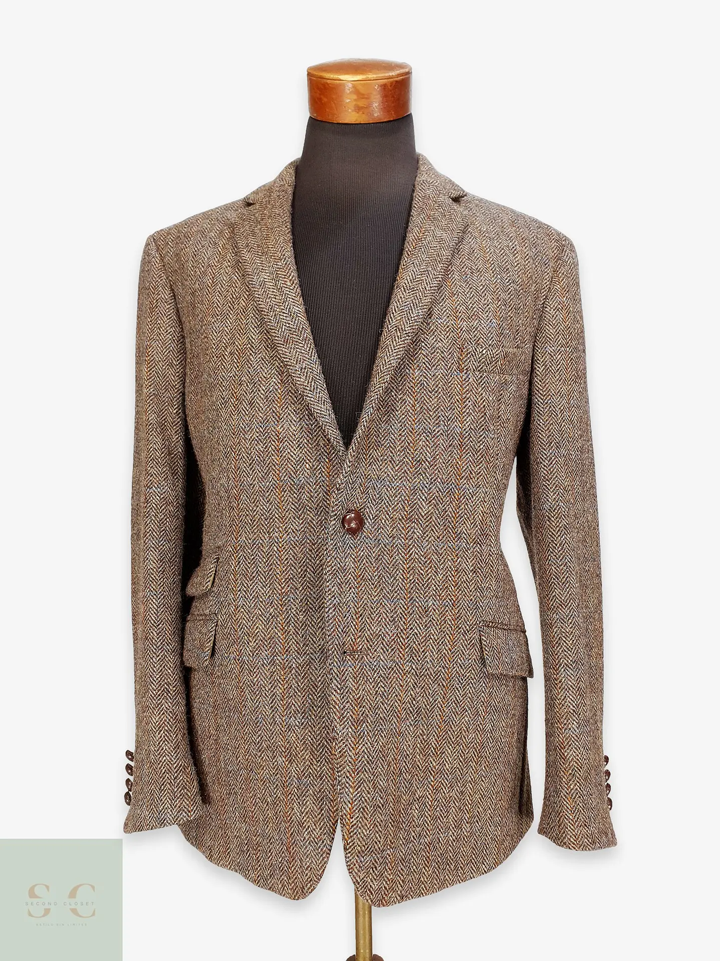 Blazer Harris Tweed de Espiga con Bolsillo Cerillero Atelier Torino Talla ML 1
