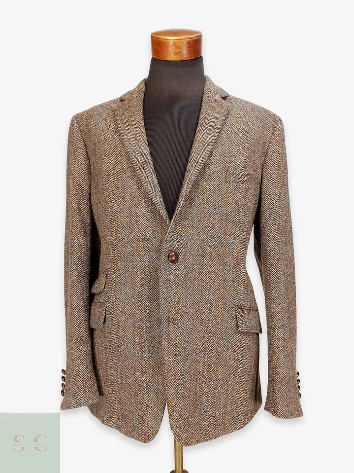 Blazer Harris Tweed de Espiga con Bolsillo Cerillero Atelier Torino Talla ML 1