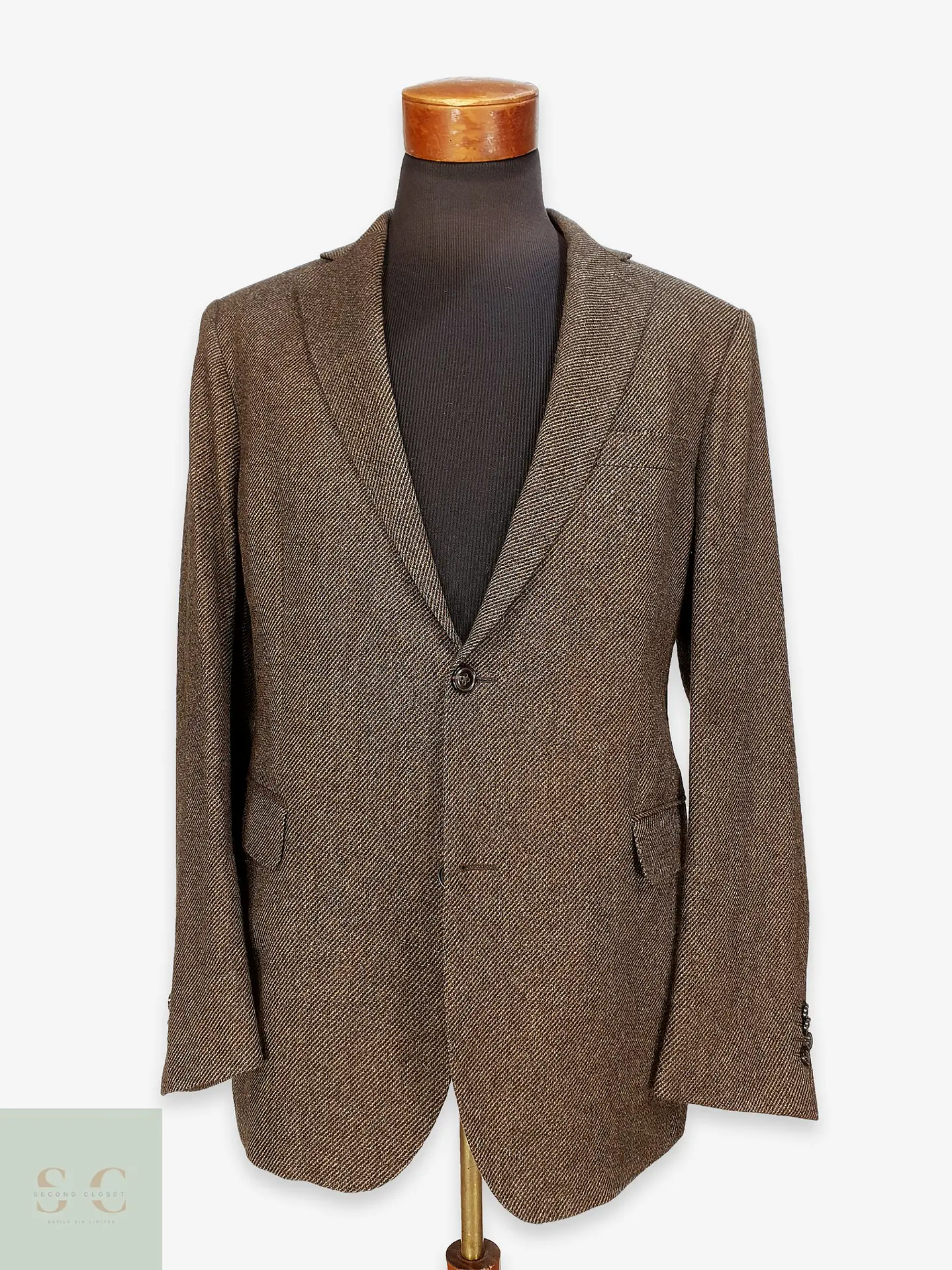 Blazer Texturizado de Sarga Diagonal en Cashmere y Seda Eduard Dressler Talla ML 1