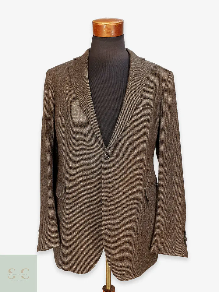 Blazer Texturizado de Sarga Diagonal en Cashmere y Seda Eduard Dressler Talla ML 1