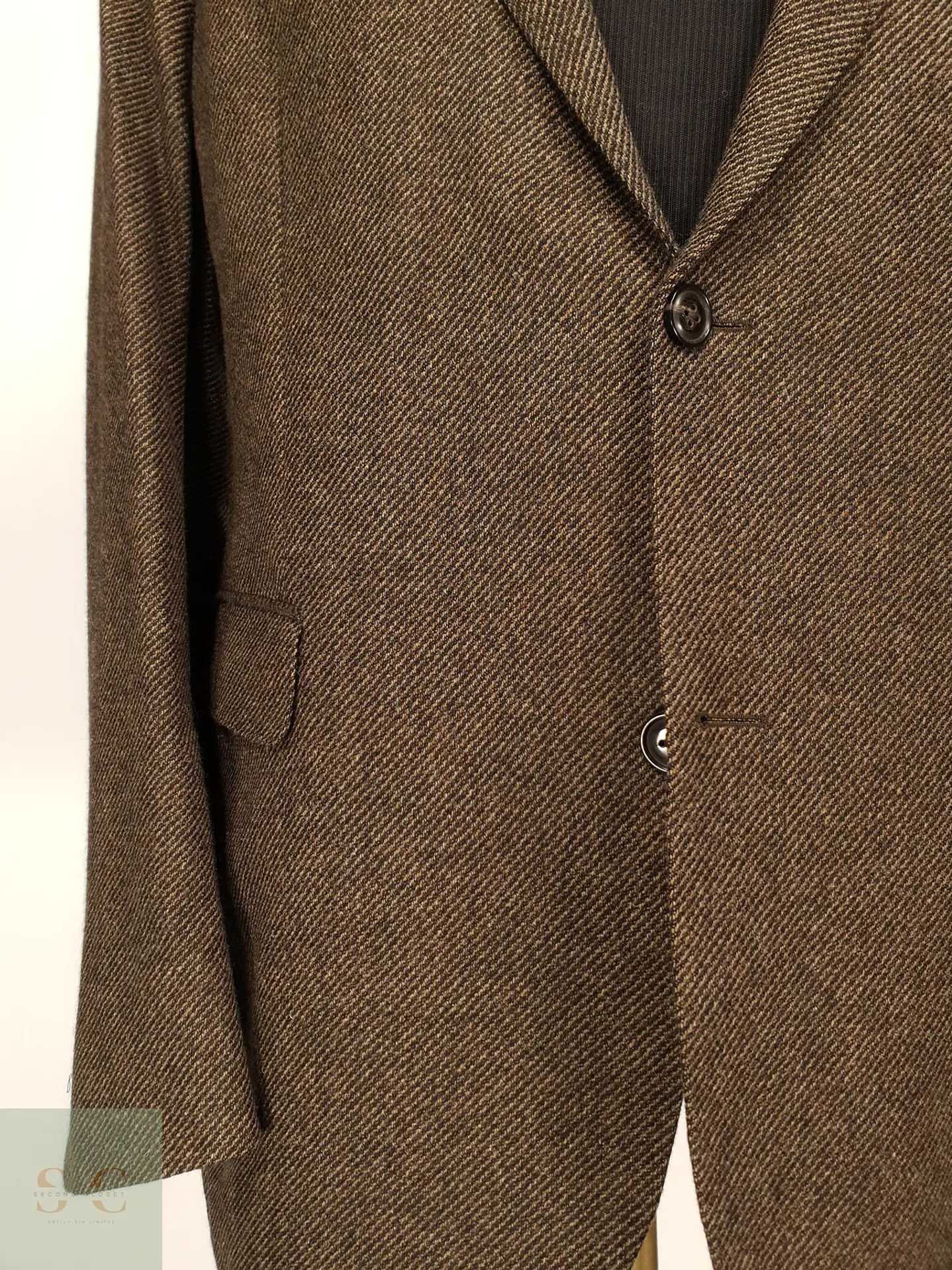 Blazer Texturizado de Sarga Diagonal en Cashmere y Seda Eduard Dressler Talla ML 2