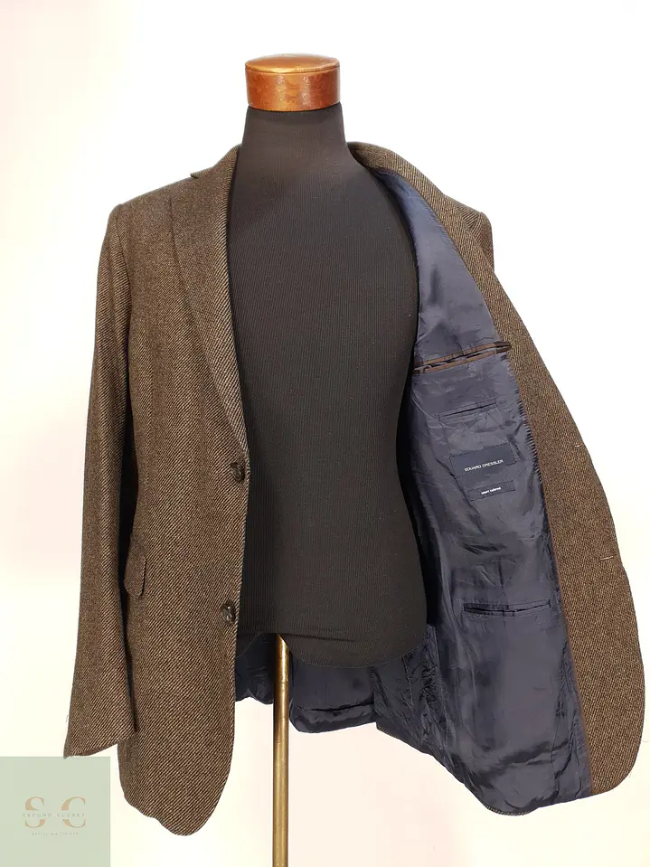 Blazer Texturizado de Sarga Diagonal en Cashmere y Seda Eduard Dressler Talla ML 7