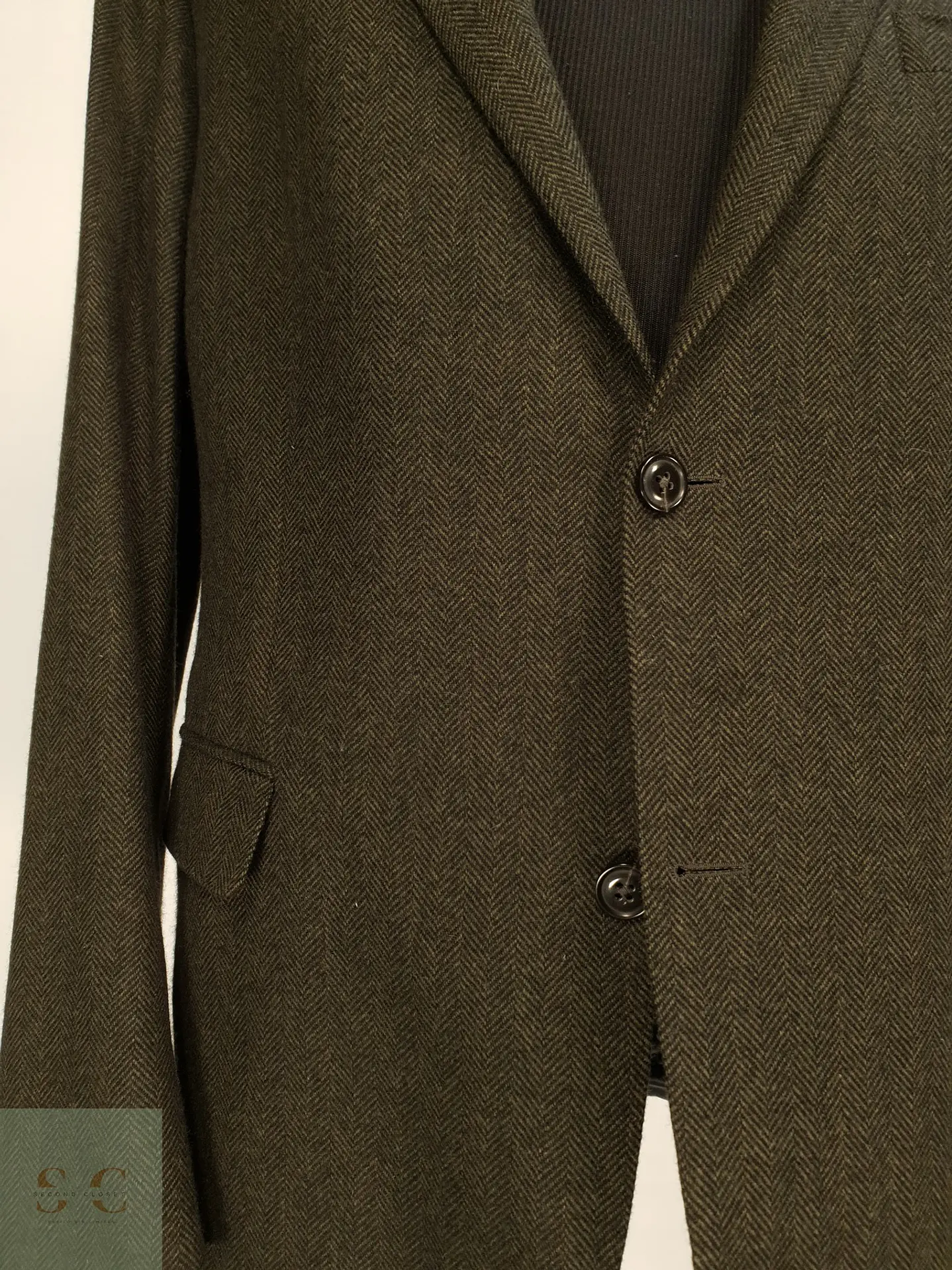 Blazer Estructurado en Paño Espigado Verde Olivo Eduard Dressler Talla ML 2
