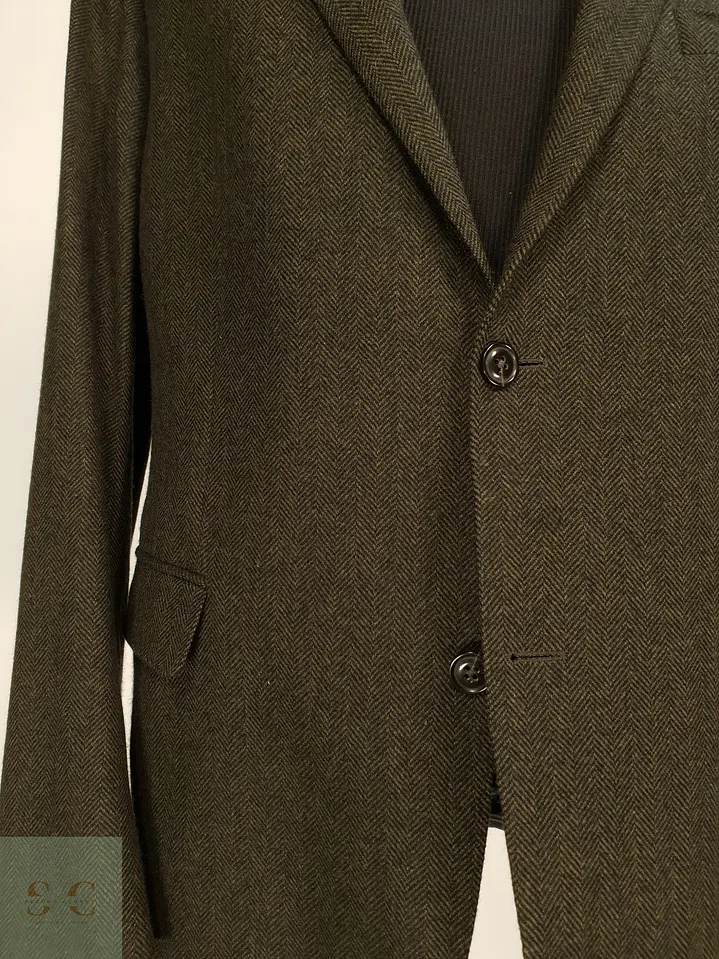 Blazer Estructurado en Paño Espigado Verde Olivo Eduard Dressler Talla ML 2