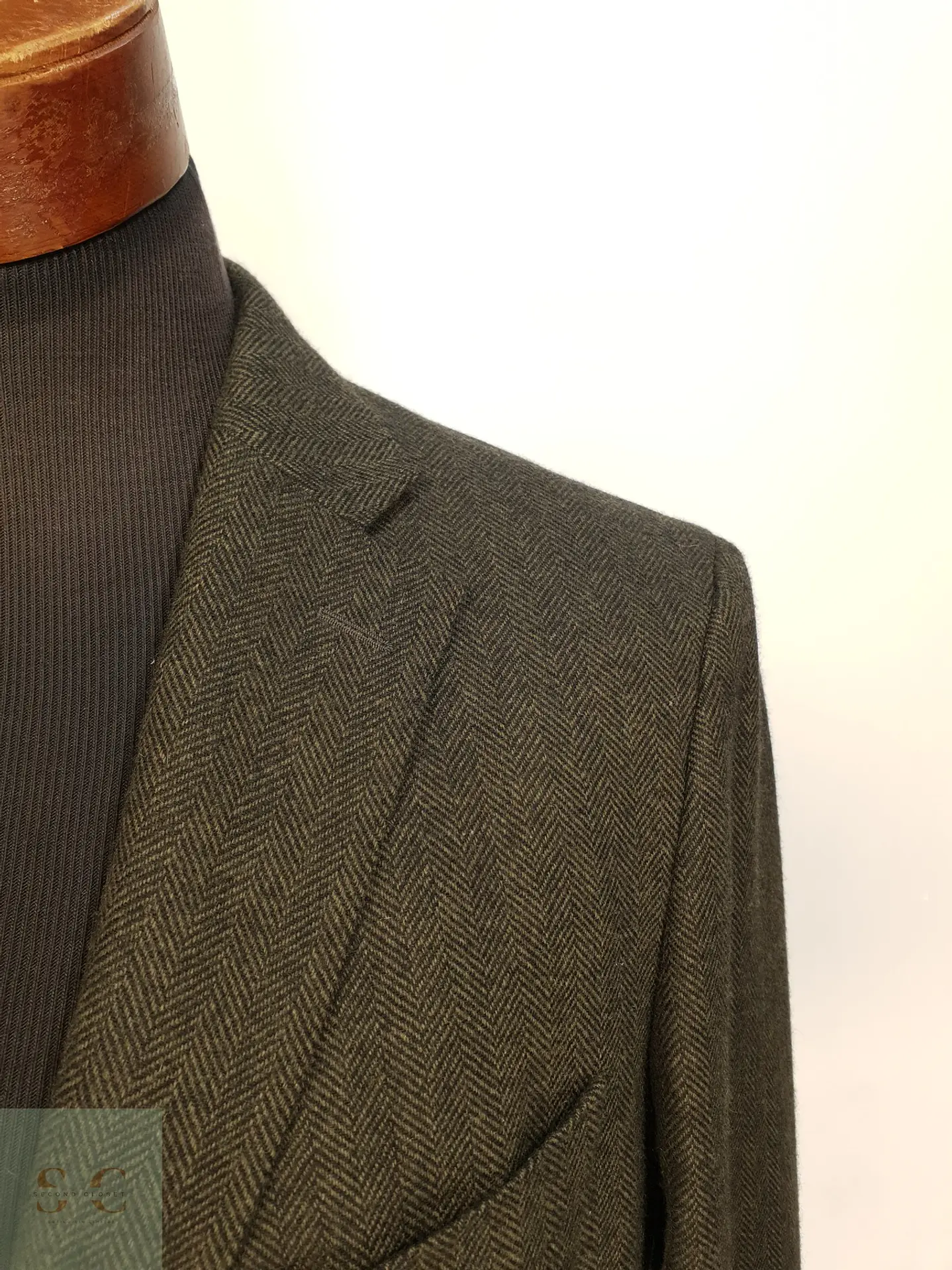 Blazer Estructurado en Paño Espigado Verde Olivo Eduard Dressler Talla ML 4