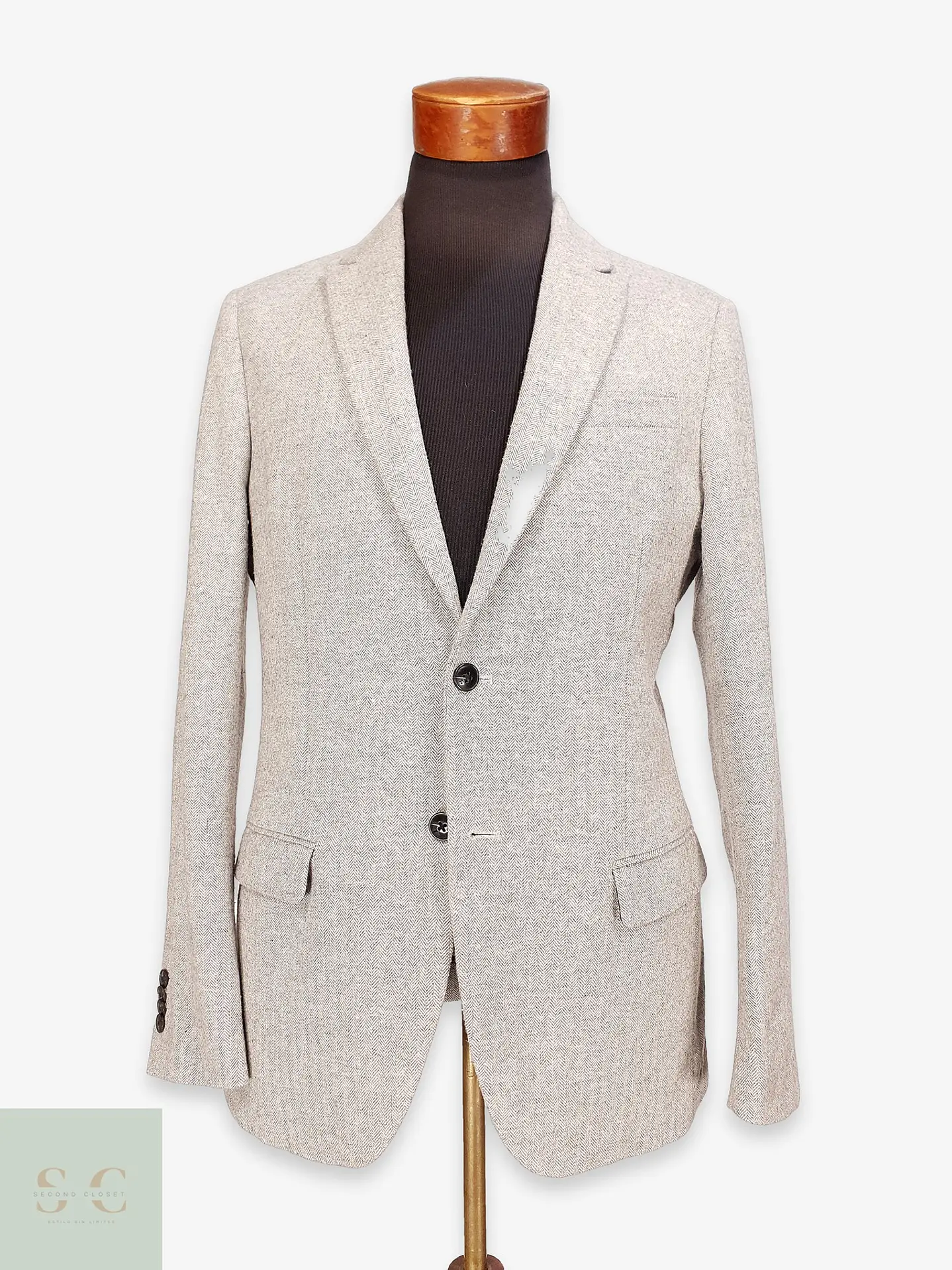 Blazer Estructurado en Patrón Espiga Gris Claro Scotch & Soda Talla SM 1
