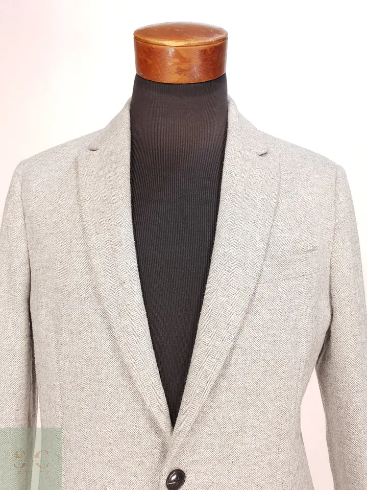 Blazer Estructurado en Patrón Espiga Gris Claro Scotch & Soda Talla SM 3