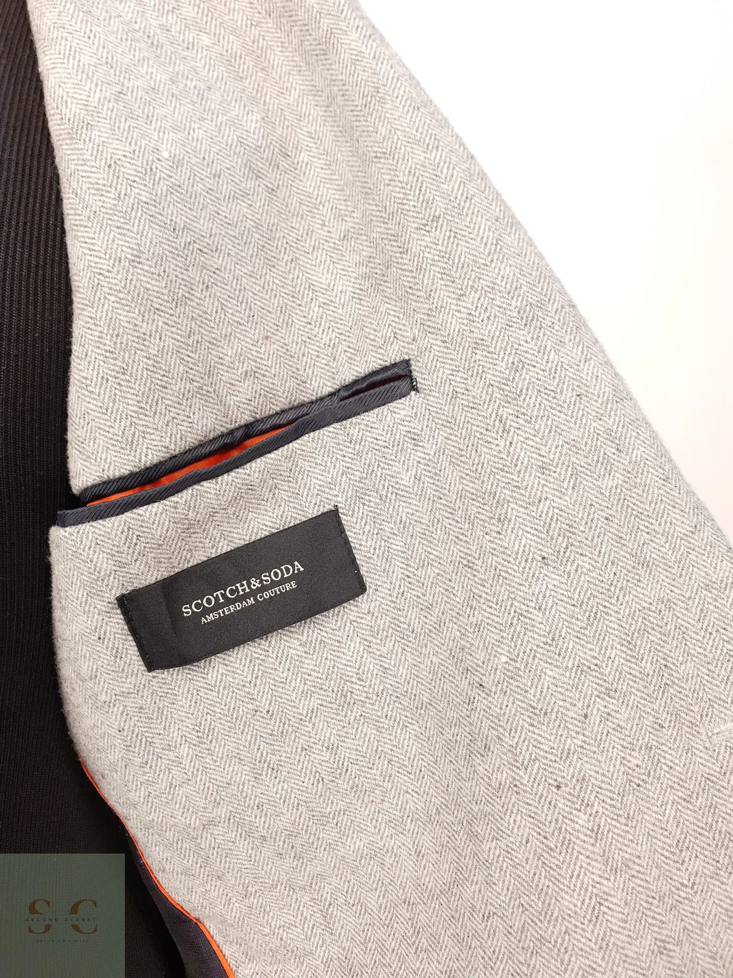 Blazer Estructurado en Patrón Espiga Gris Claro Scotch & Soda Talla SM 8