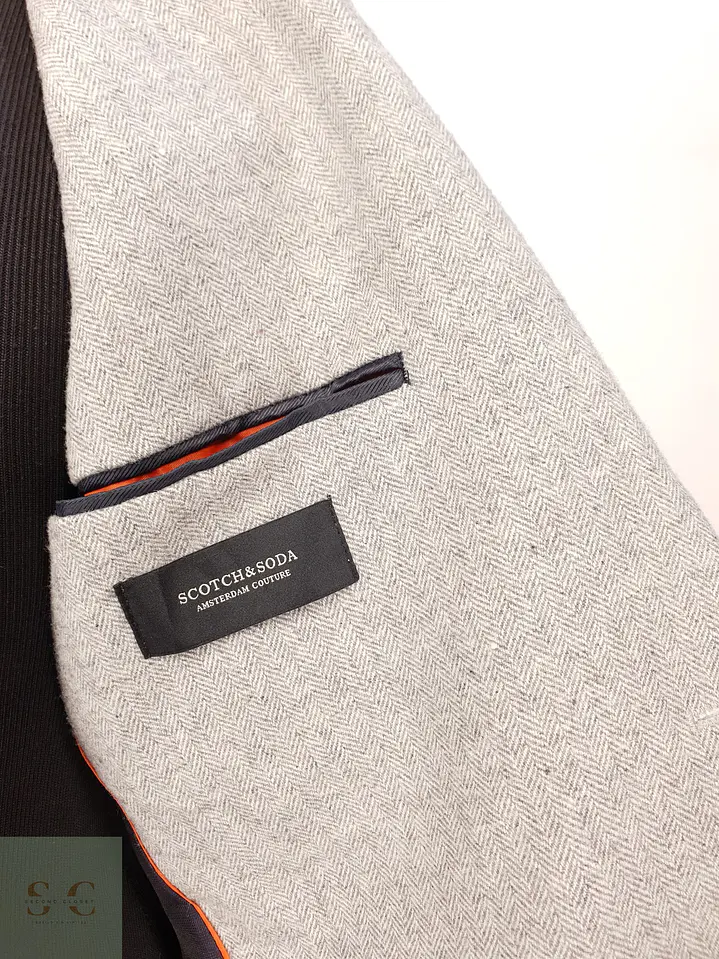 Blazer Estructurado en Patrón Espiga Gris Claro Scotch & Soda Talla SM 8