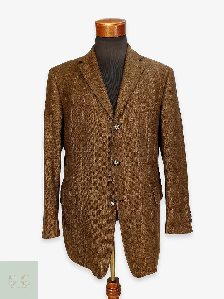 Blazer Texturizado de Lana Virgen con Patrón Cuadrillé Roy Robson Talla LXL 1