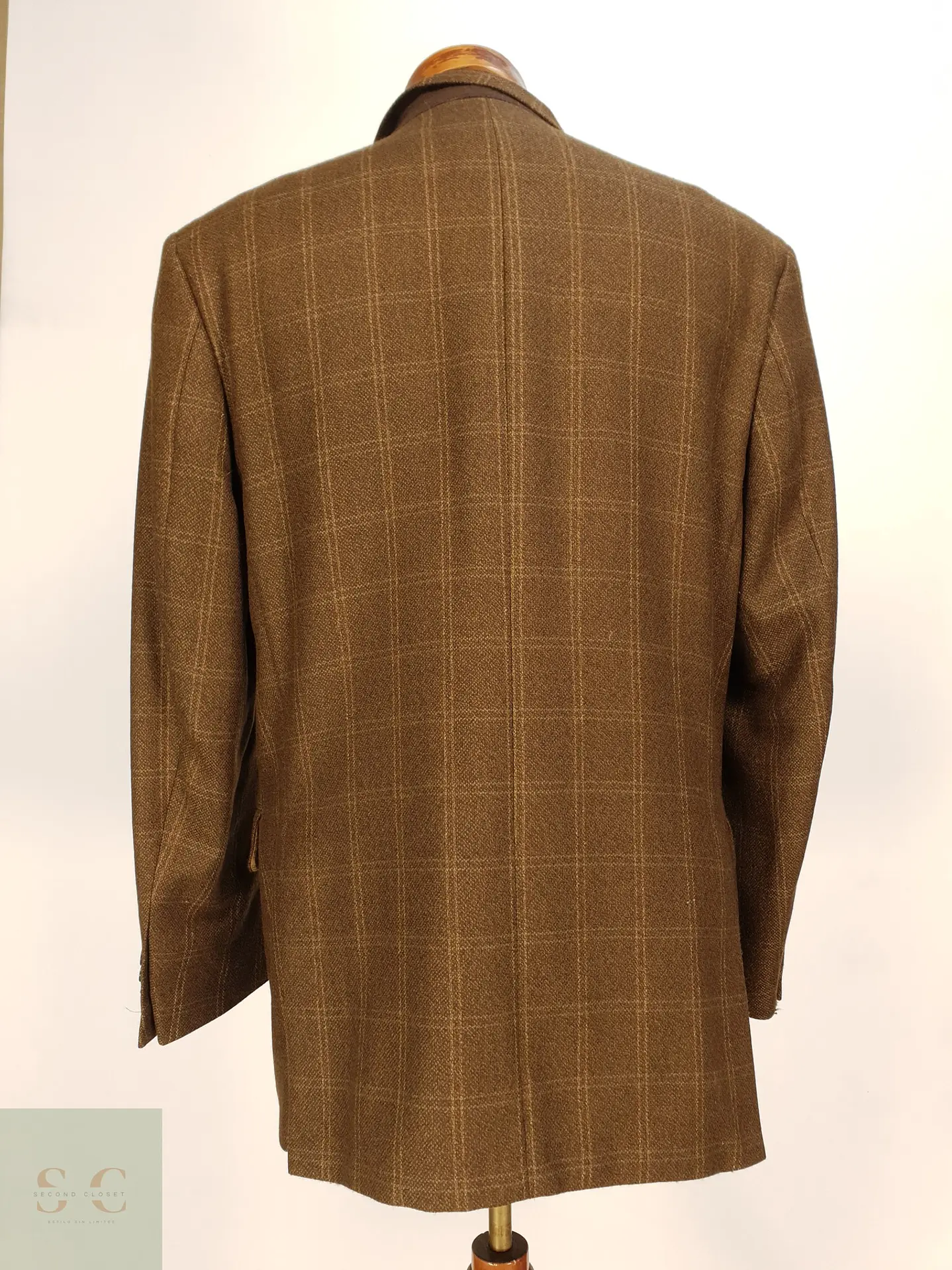 Blazer Texturizado de Lana Virgen con Patrón Cuadrillé Roy Robson Talla LXL 8