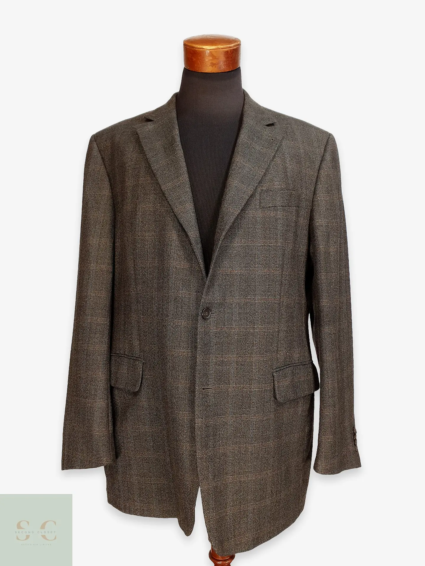 Blazer Estructurado de Paño Fino en Cuadros Ventana Carl Gross Talla XL 1