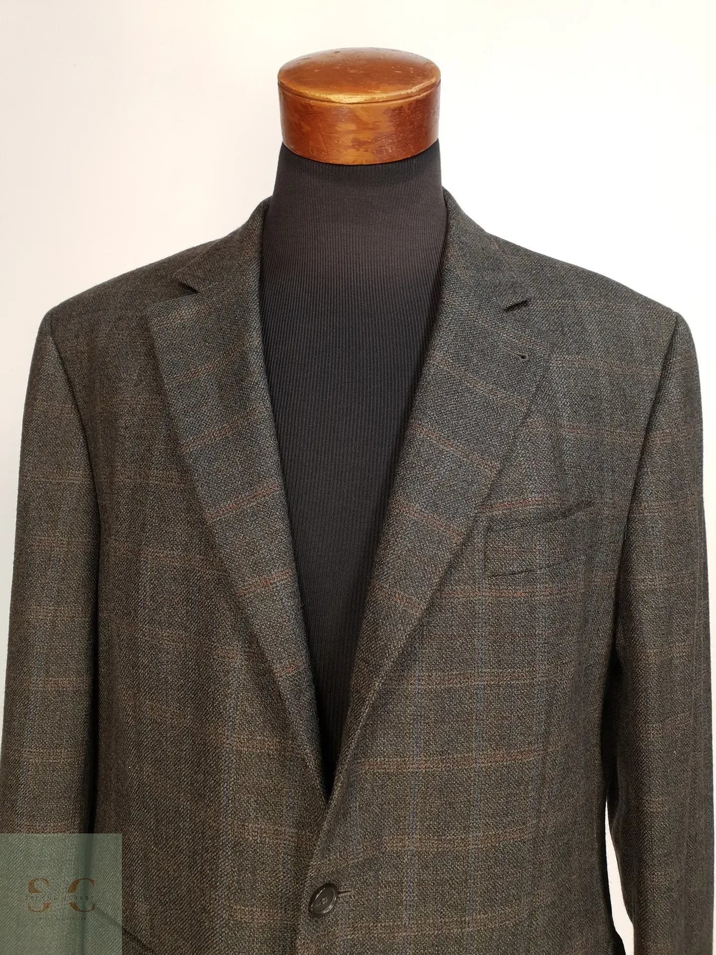 Blazer Estructurado de Paño Fino en Cuadros Ventana Carl Gross Talla XL 2