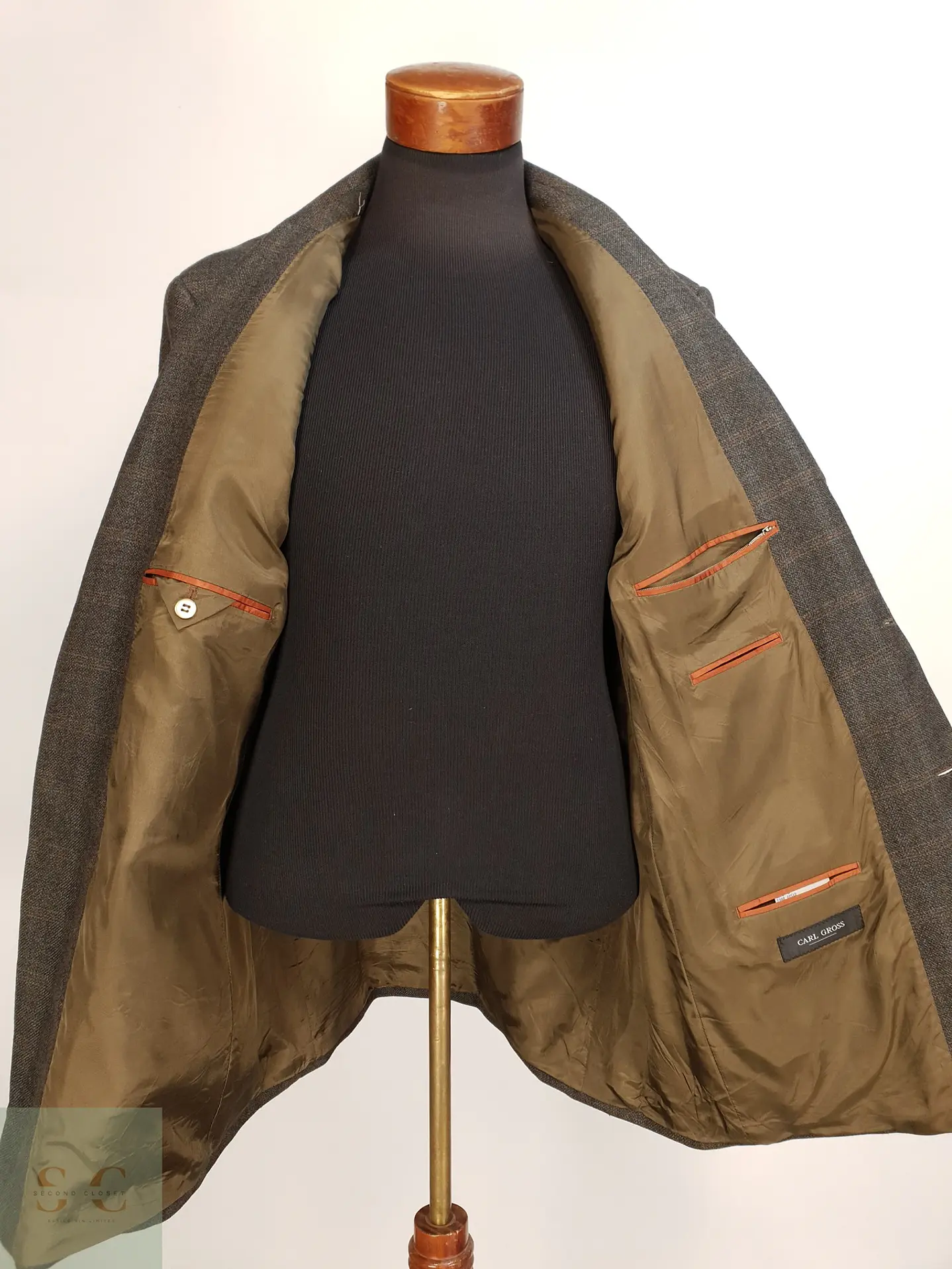 Blazer Estructurado de Paño Fino en Cuadros Ventana Carl Gross Talla XL 6