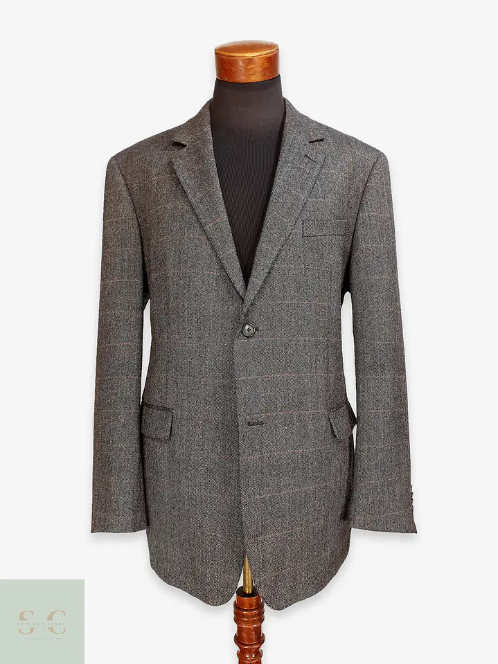 Blazer de Paño Tweed con Trama de Cuadros Ventana Paul Smith Talla XL 1
