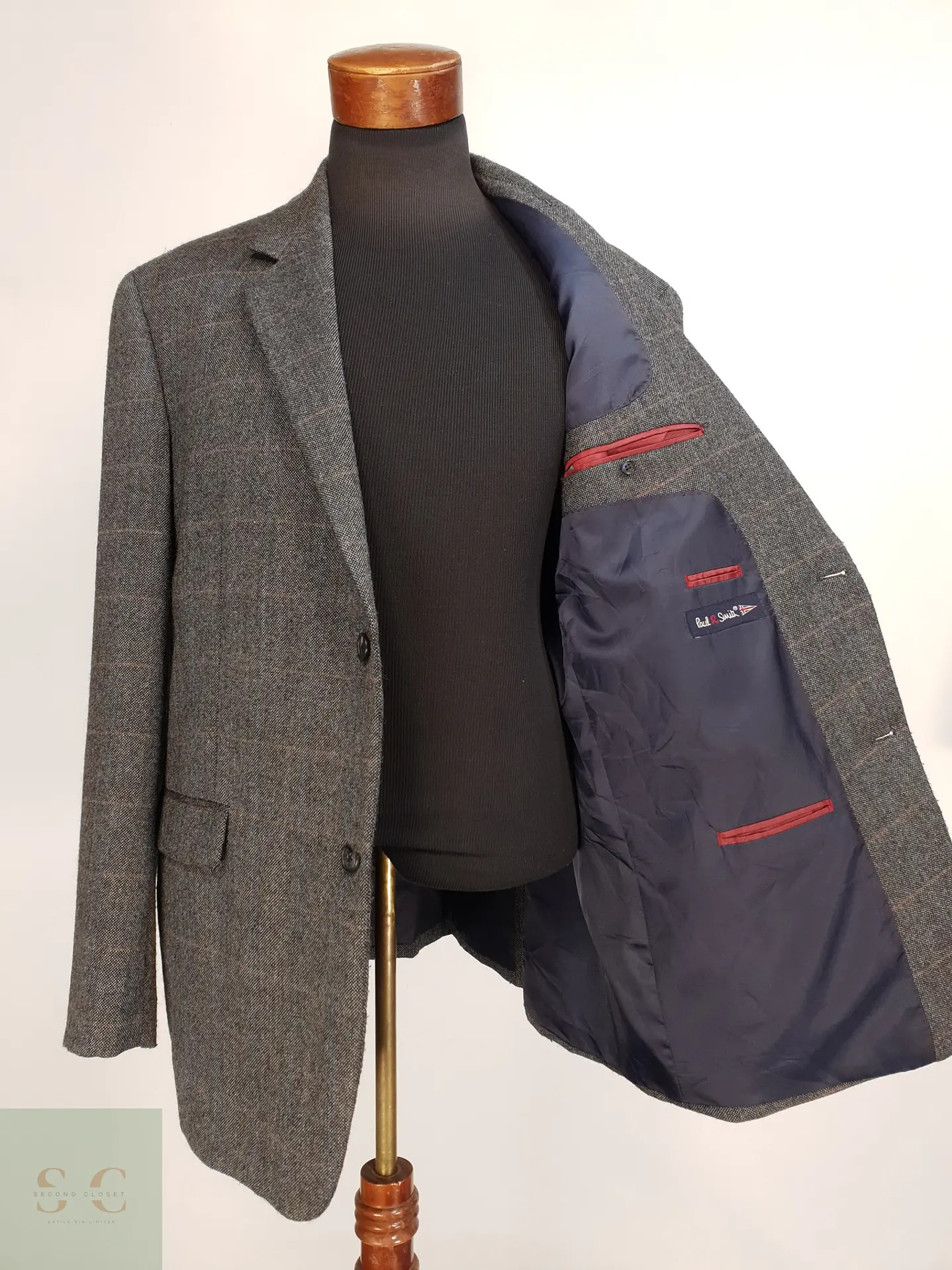 Blazer de Paño Tweed con Trama de Cuadros Ventana Paul Smith Talla XL 8