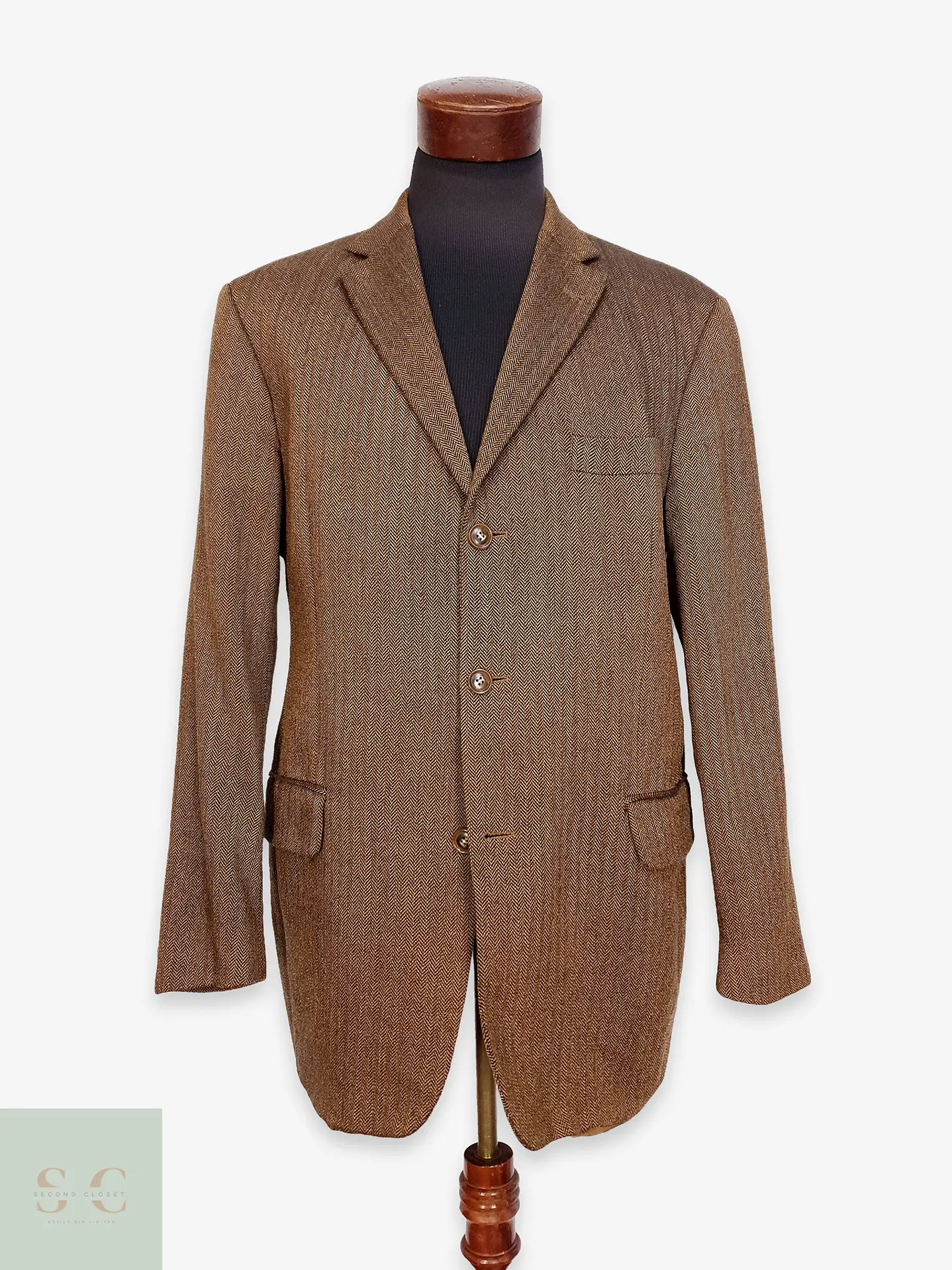Blazer Clásico en Tejido Espiga de Lana Virgen Roy Robson Talla ML 1