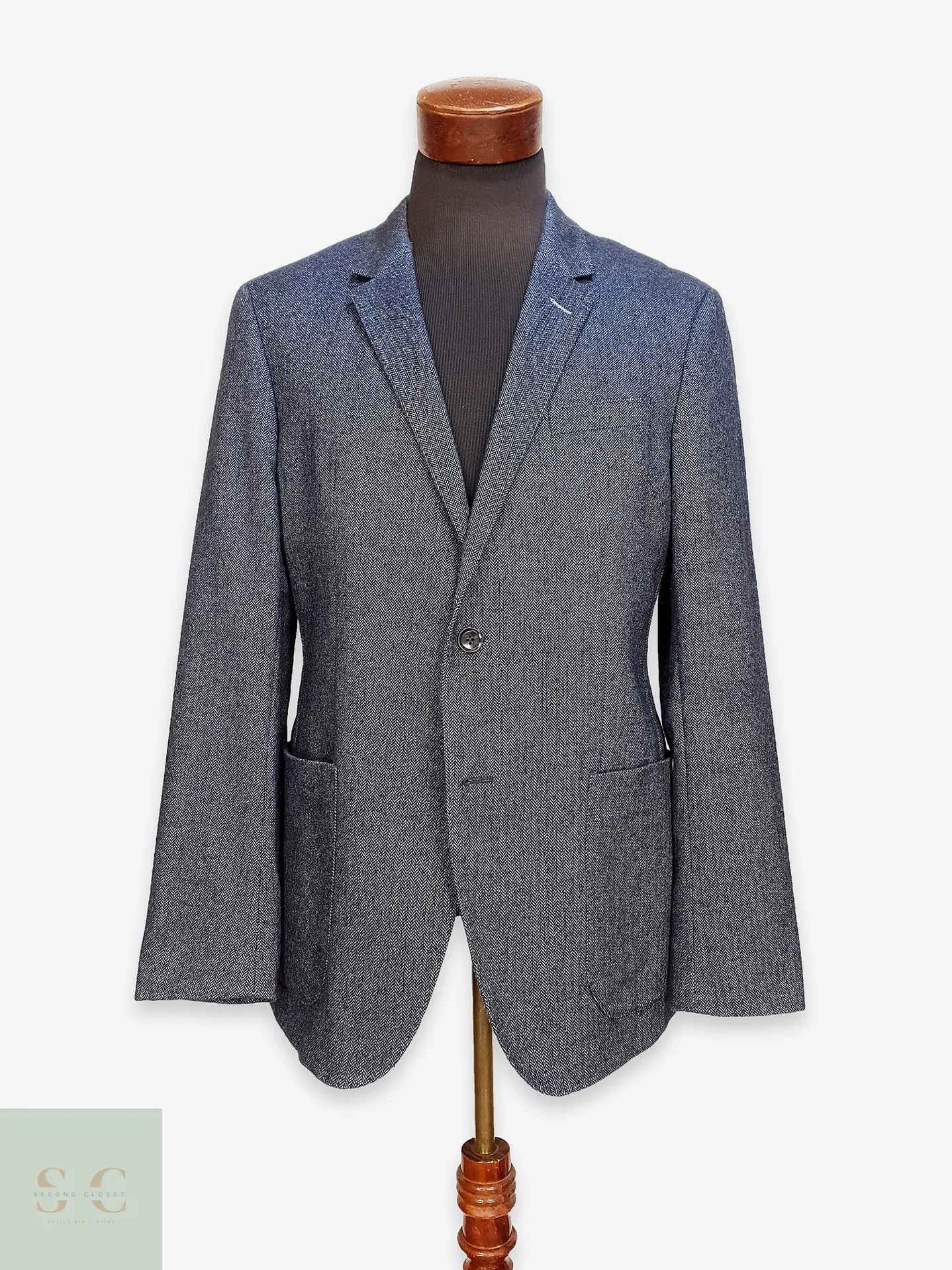 Blazer Estructurado en Paño Espigado Azul Marino Tommy Hilfiger Talla M 1