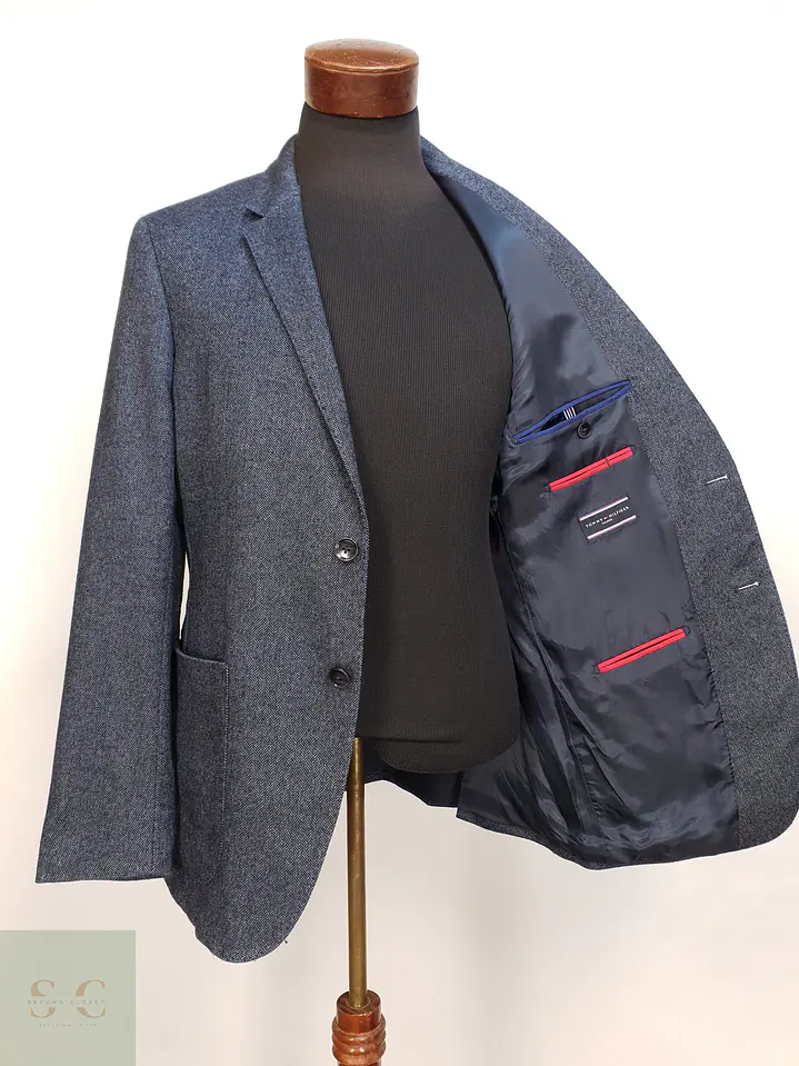 Blazer Estructurado en Paño Espigado Azul Marino Tommy Hilfiger Talla M 6