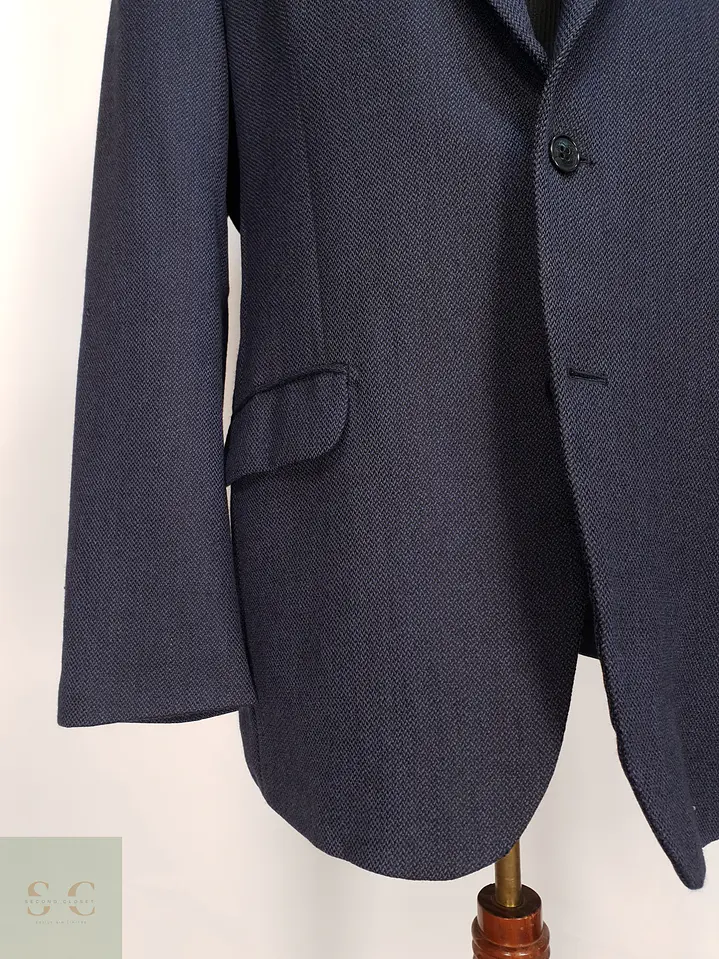 Blazer Sastrial de Pura Lana Tejido Espiga Azul Oscuro Fabiod Talla ML 2