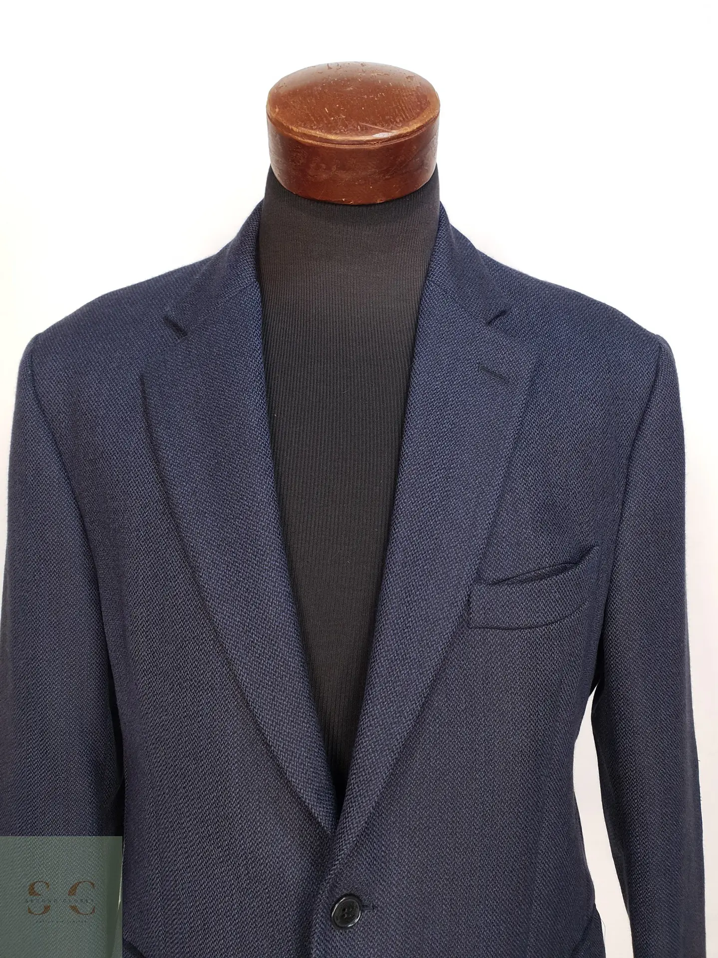 Blazer Sastrial de Pura Lana Tejido Espiga Azul Oscuro Fabiod Talla ML 3