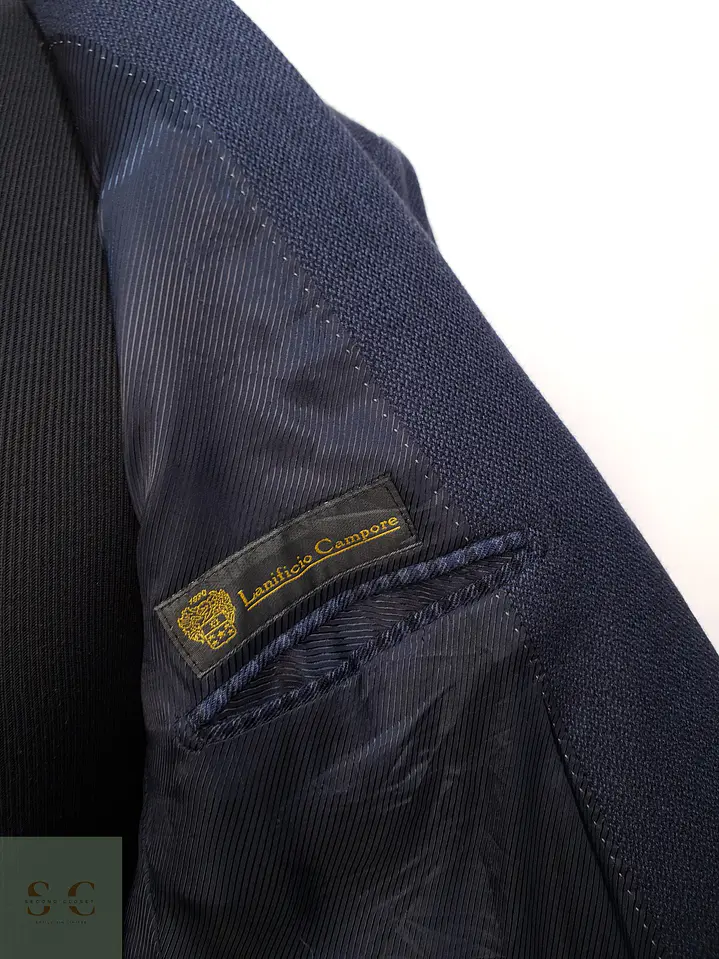 Blazer Sastrial de Pura Lana Tejido Espiga Azul Oscuro Fabiod Talla ML 5