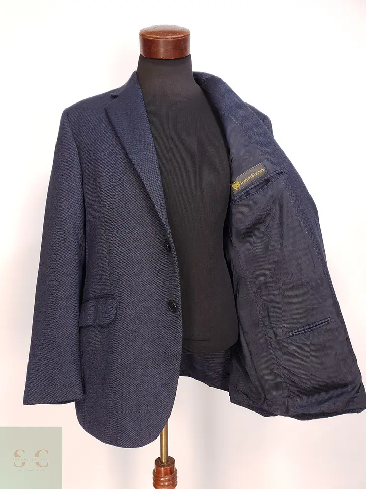 Blazer Sastrial de Pura Lana Tejido Espiga Azul Oscuro Fabiod Talla ML 6