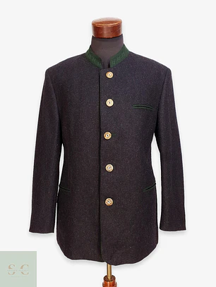 Chaqueta Tradicional de Paño Alpino con Cuello Stand Talla L