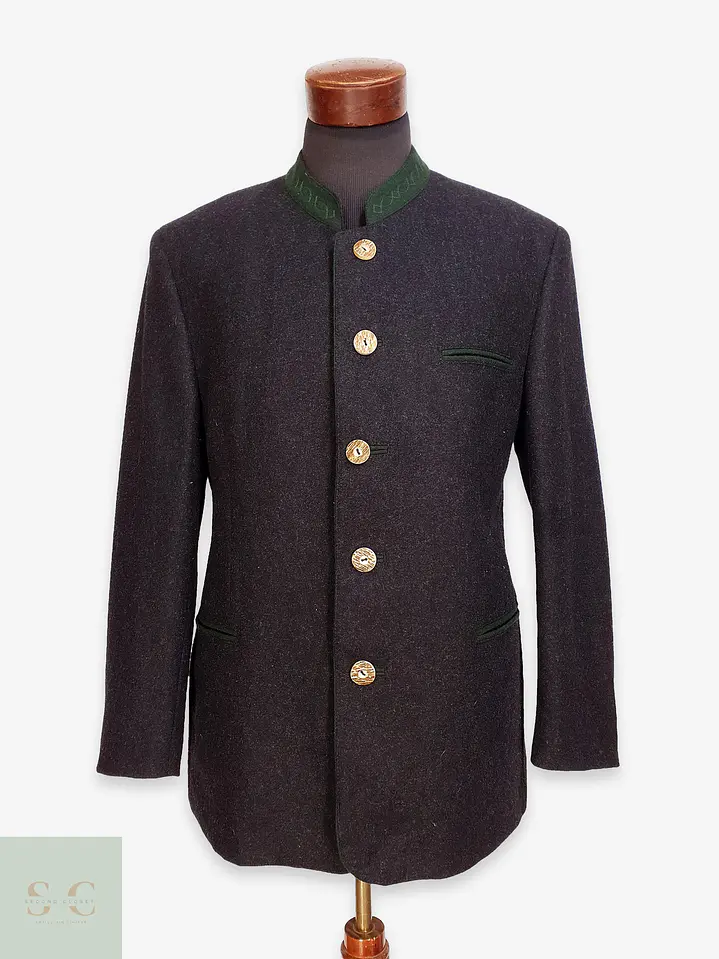 Chaqueta Tradicional de Paño Alpino con Cuello Stand Talla L 1