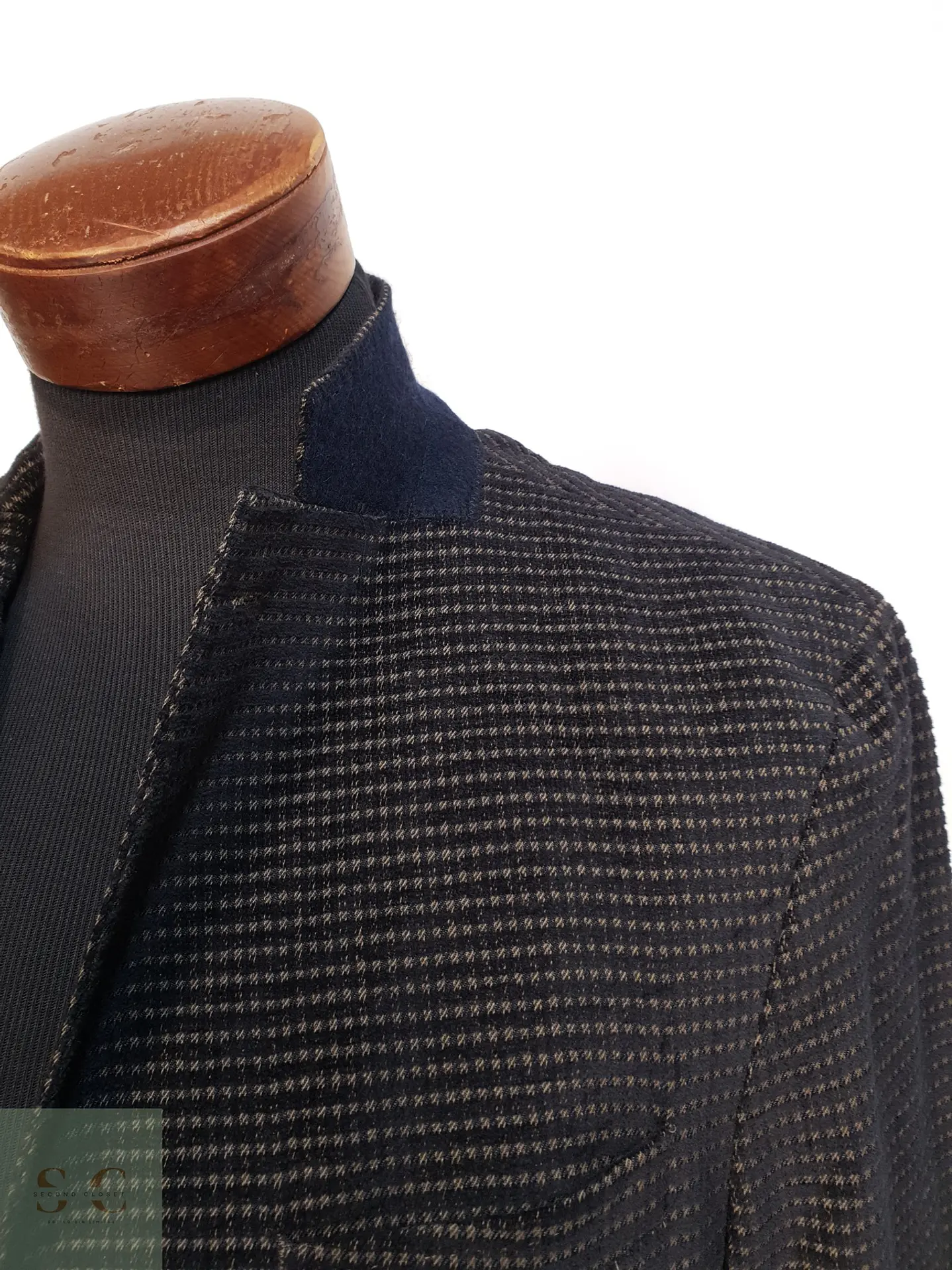 Blazer Desestructurado en Tejido Italiano Microcuadros Grafito y Mostaza Mey & Edlich Talla M 5