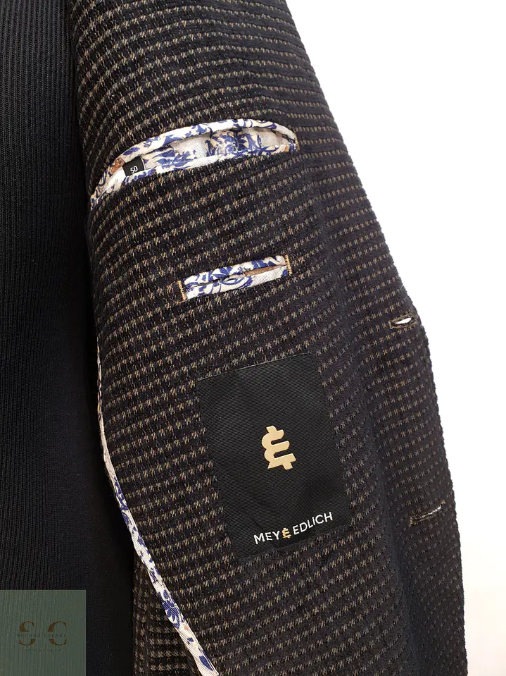 Blazer Desestructurado en Tejido Italiano Microcuadros Grafito y Mostaza Mey & Edlich Talla M 6