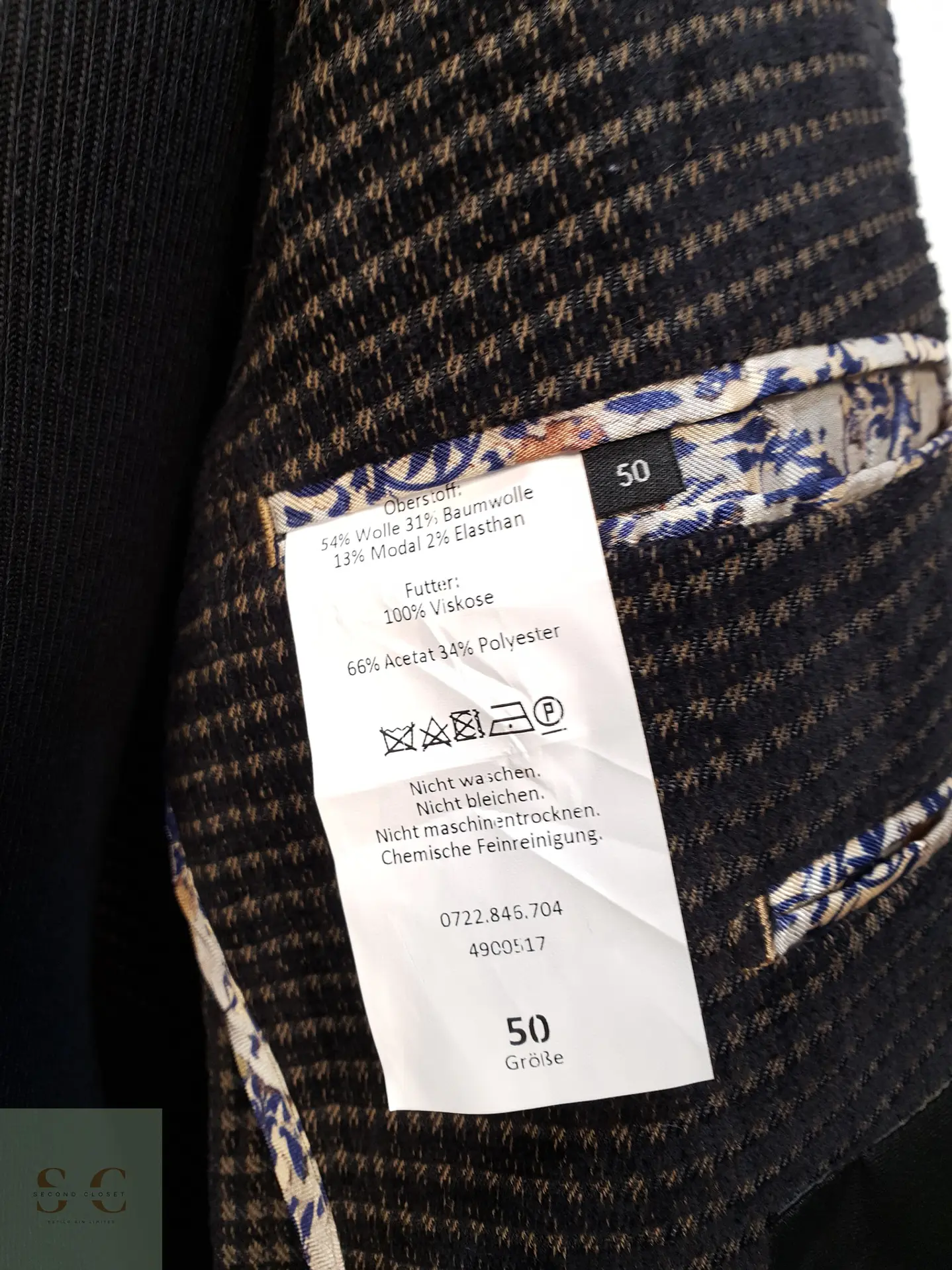Blazer Desestructurado en Tejido Italiano Microcuadros Grafito y Mostaza Mey & Edlich Talla M 7
