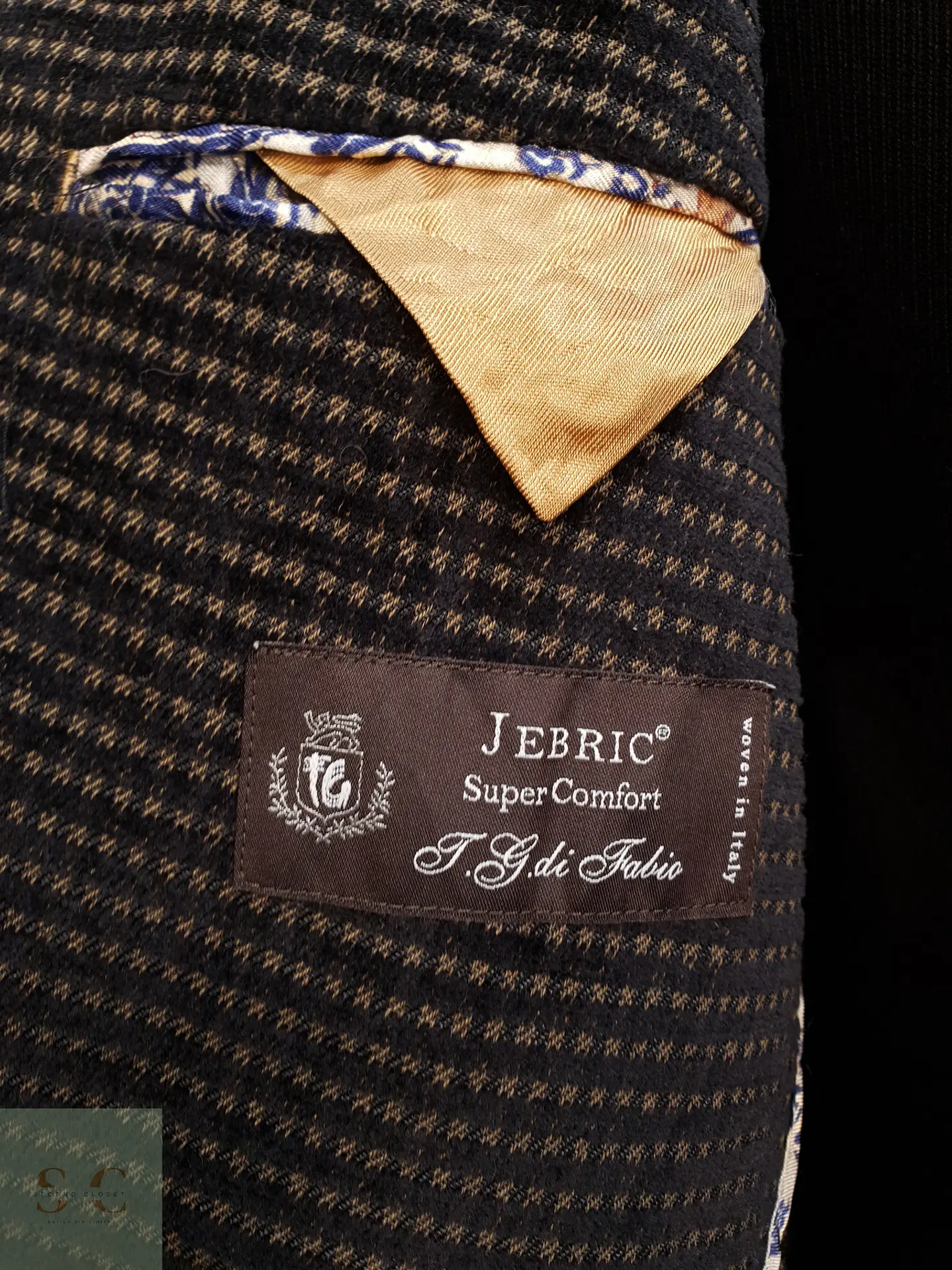 Blazer Desestructurado en Tejido Italiano Microcuadros Grafito y Mostaza Mey & Edlich Talla M 8