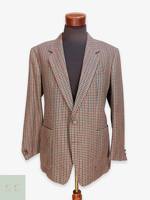 Blazer Sastrense en Paño de Lana Virgen con Micro Patrón Multitonal Yves Saint Laurent Talla LXL