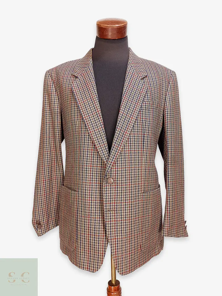 Blazer Sastrense en Paño de Lana Virgen con Micro Patrón Multitonal Yves Saint Laurent Talla LXL 1