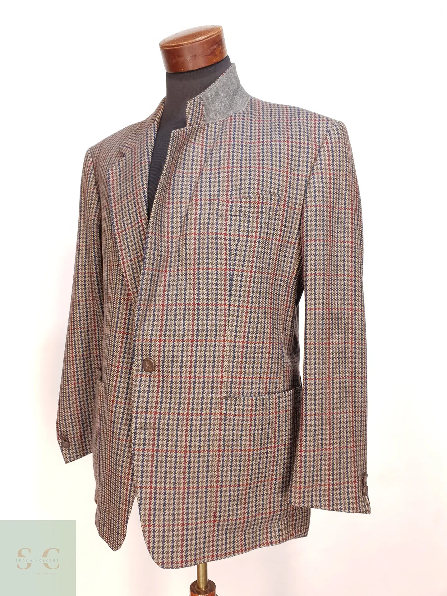 Blazer Sastrense en Paño de Lana Virgen con Micro Patrón Multitonal Yves Saint Laurent Talla LXL 5