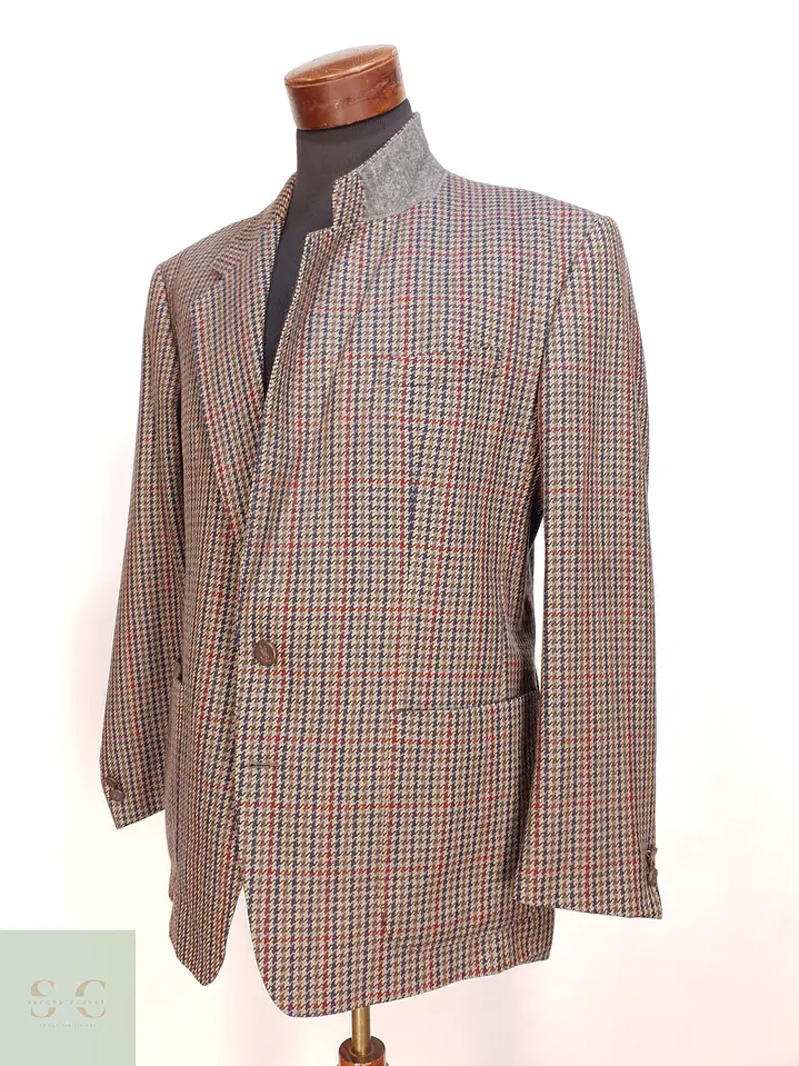 Blazer Sastrense en Paño de Lana Virgen con Micro Patrón Multitonal Yves Saint Laurent Talla LXL 5